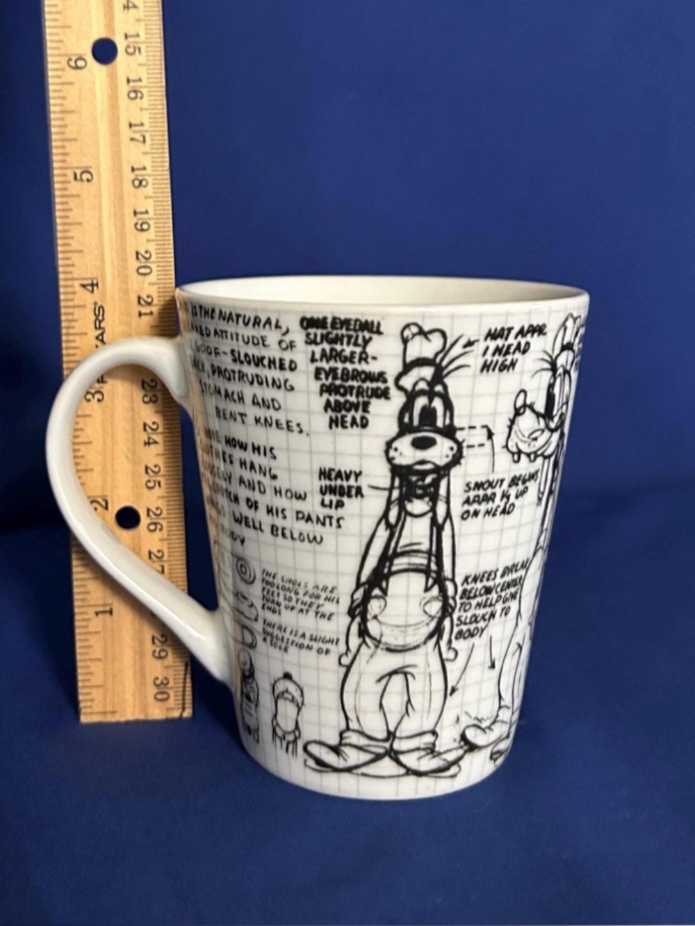 Disney Goofy Sketch Ceramic Cup or Mug, Jerry Leigh, Black & White - Picture 7 of 9